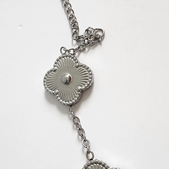 BRACELET SILVER STAINLESS STEEL CLOVER CHAIN NEW - Picture 3 of 10